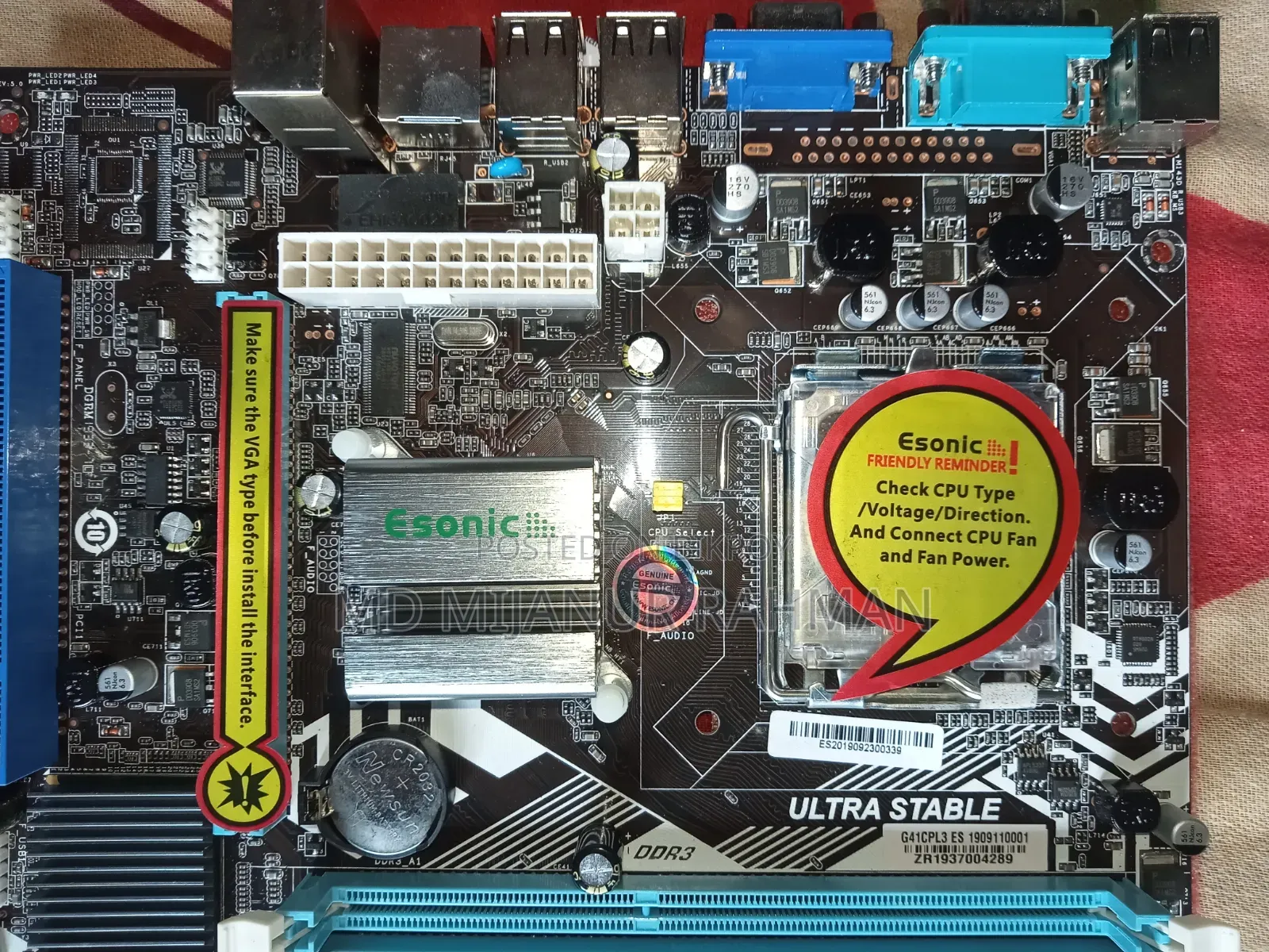 ESONIC G41CPL Motherboard DDR3 =