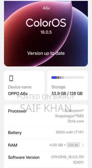 Oppo A6x 128 GB