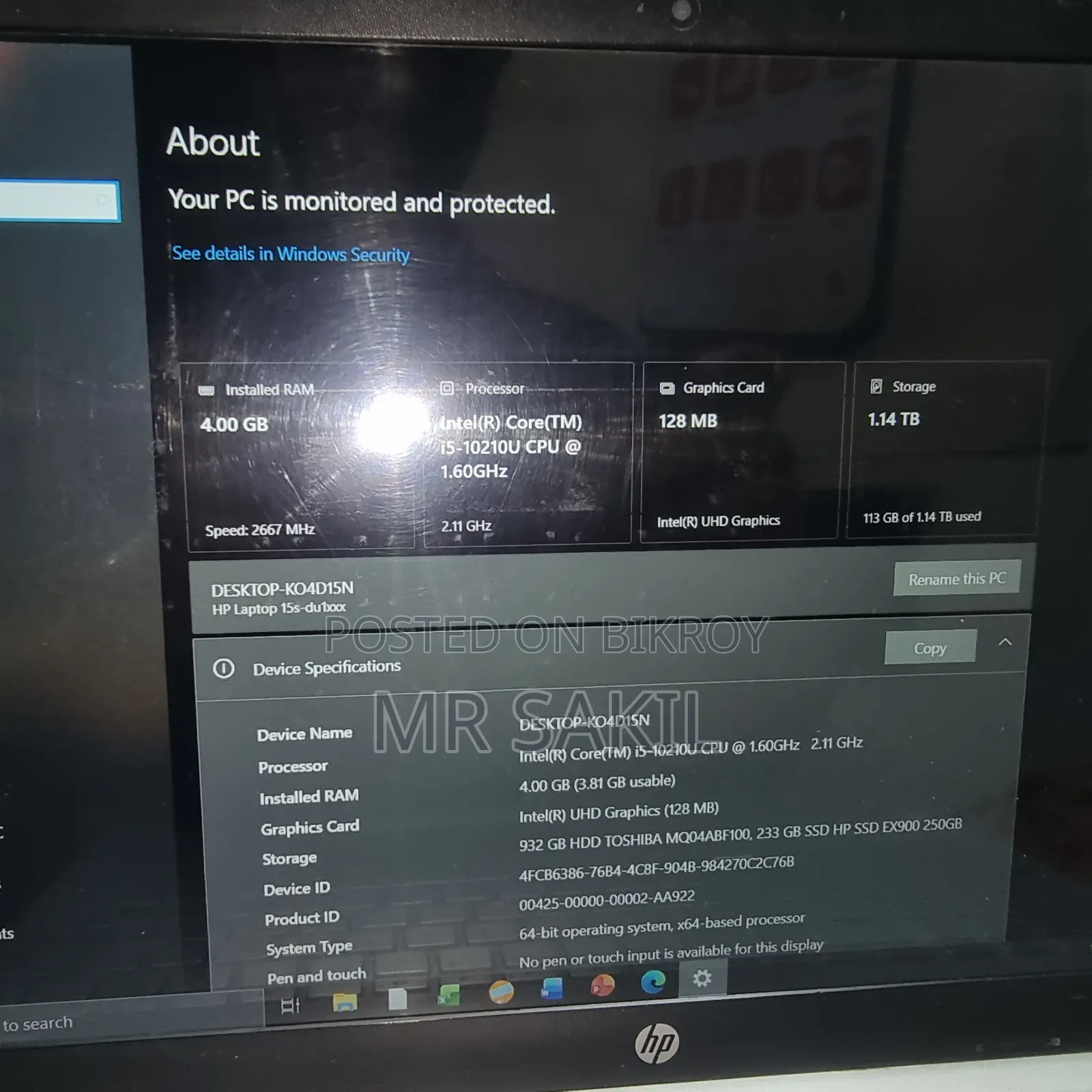 Laptop HP 15S 4GB RAM Intel Core i5 1TB SSD