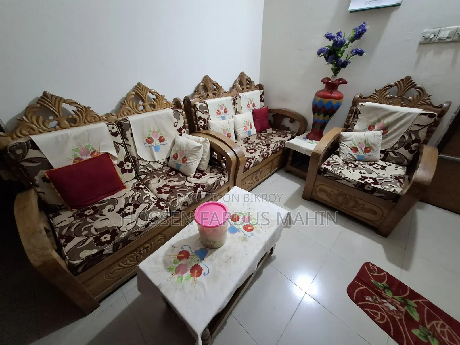 Sofa Set (with Foam) - Akash Moni Wood