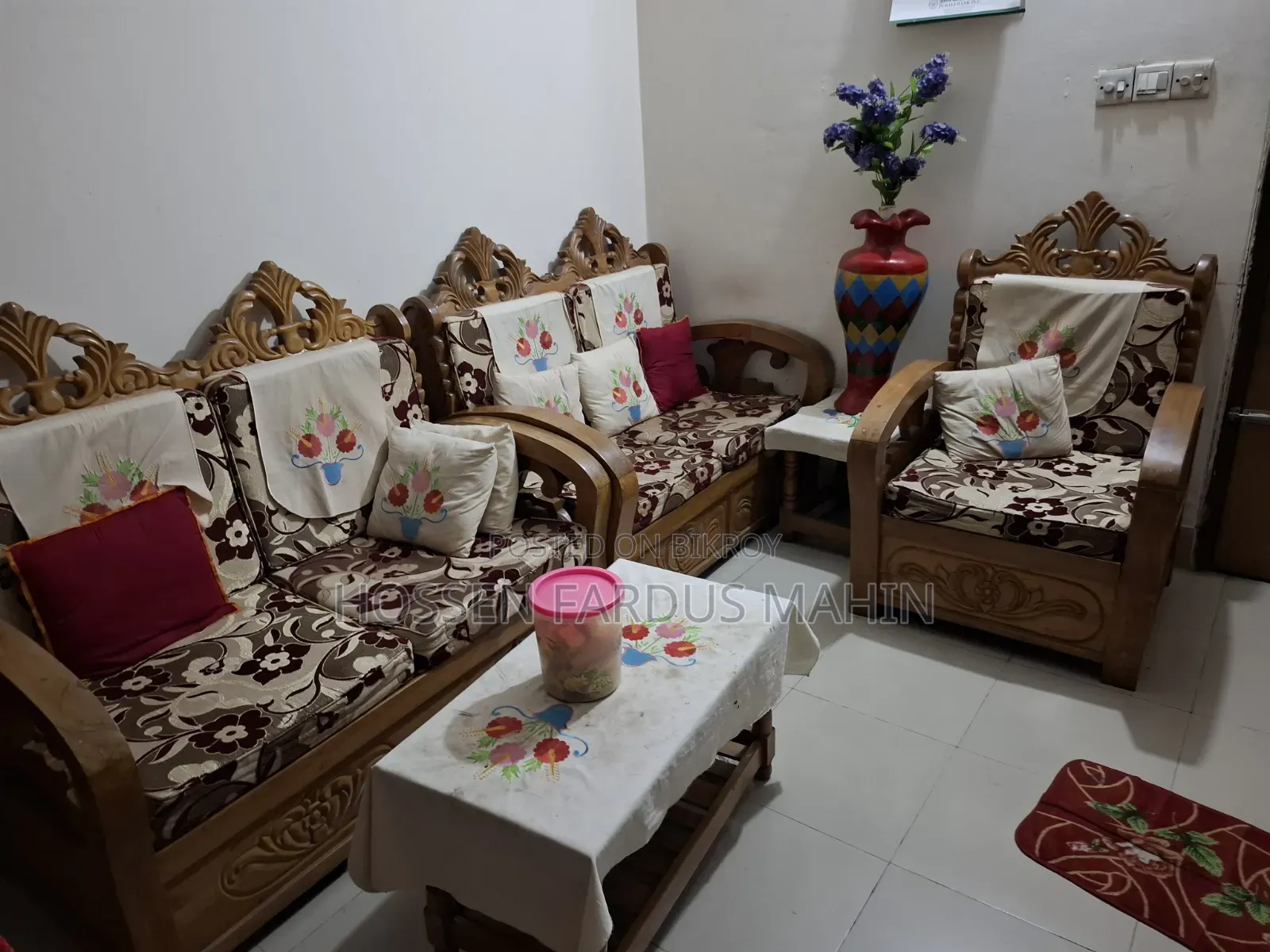 Sofa Set (with Foam) - Akash Moni Wood