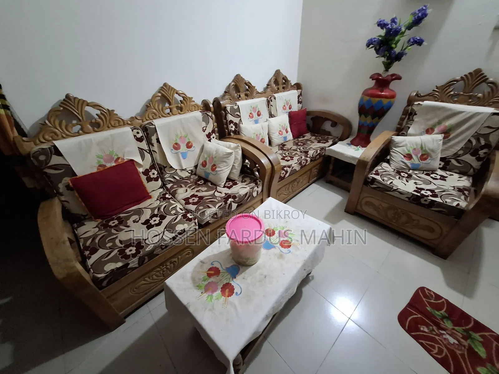 Sofa Set (with Foam) - Akash Moni Wood