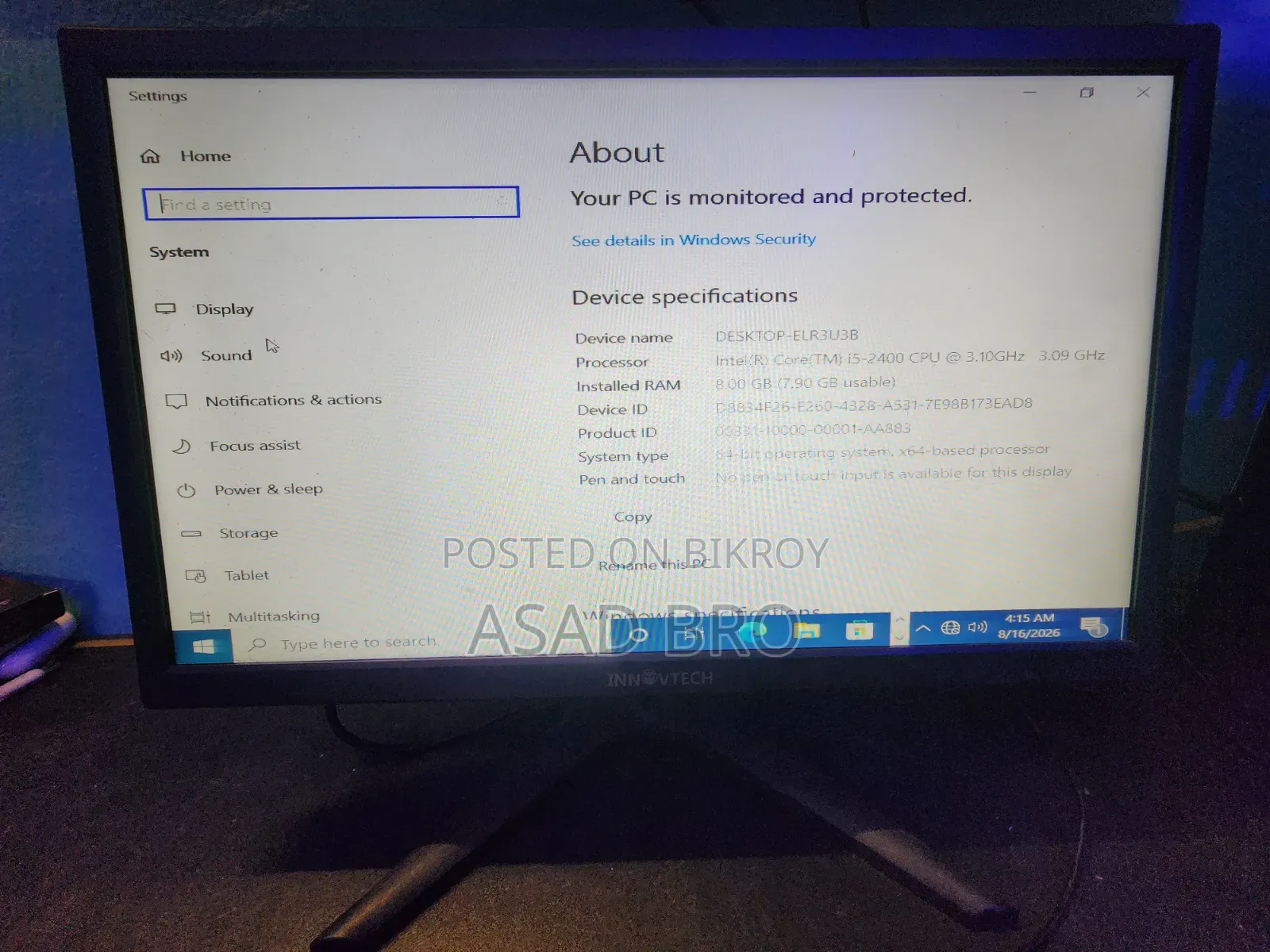 Desktop Computer 8GB RAM Intel Core i5 HDD 320GB