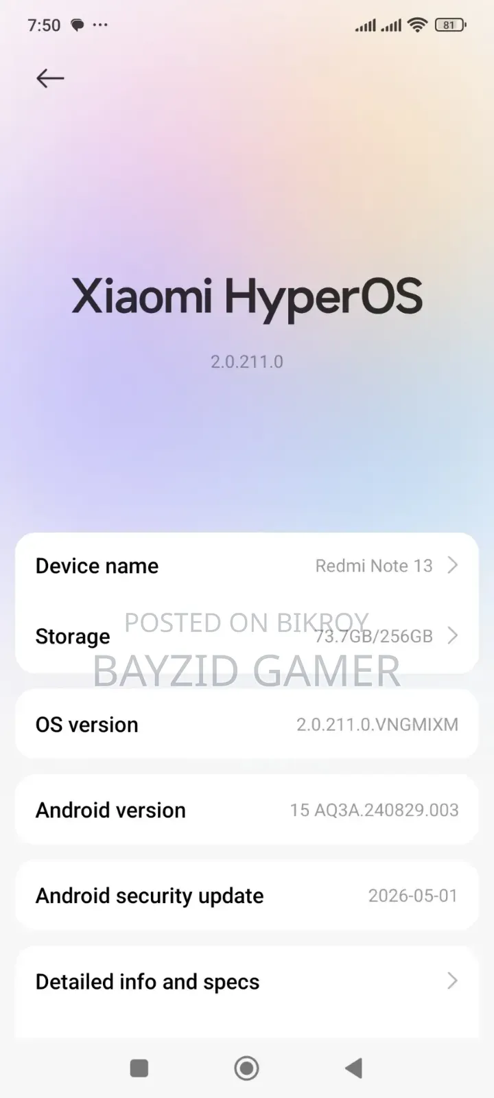 Xiaomi Redmi Note 13 256 GB Black