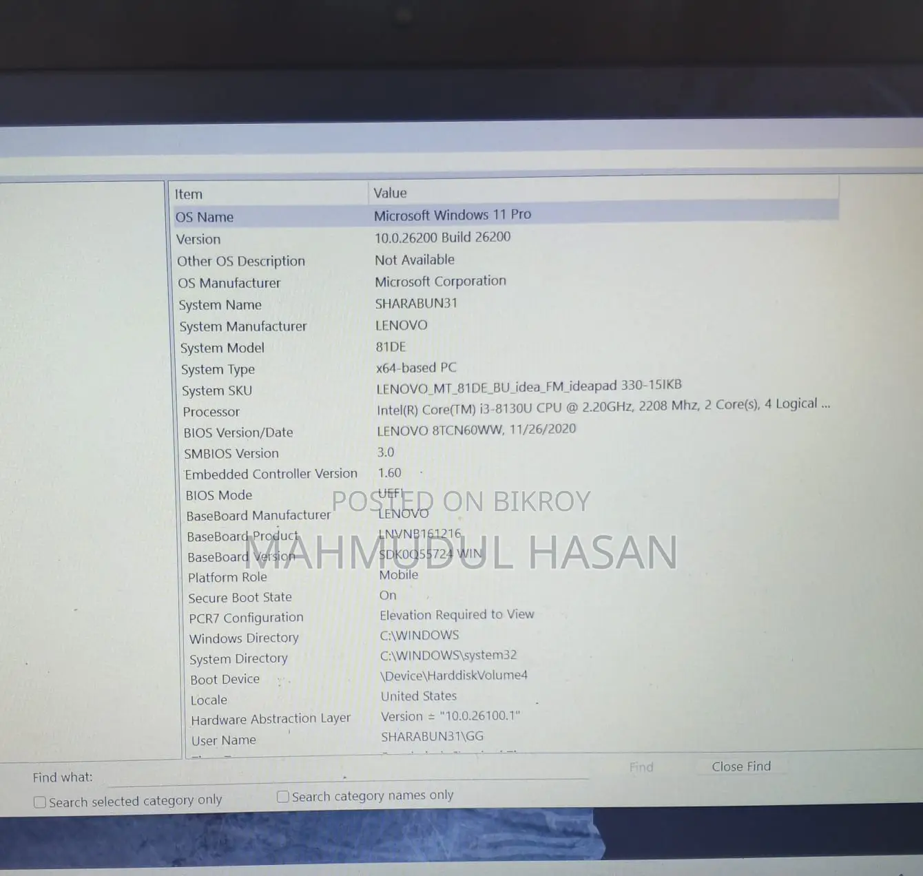 Laptop Lenovo IdeaPad 330 4GB Intel Core i3 HDD+SSD 1T