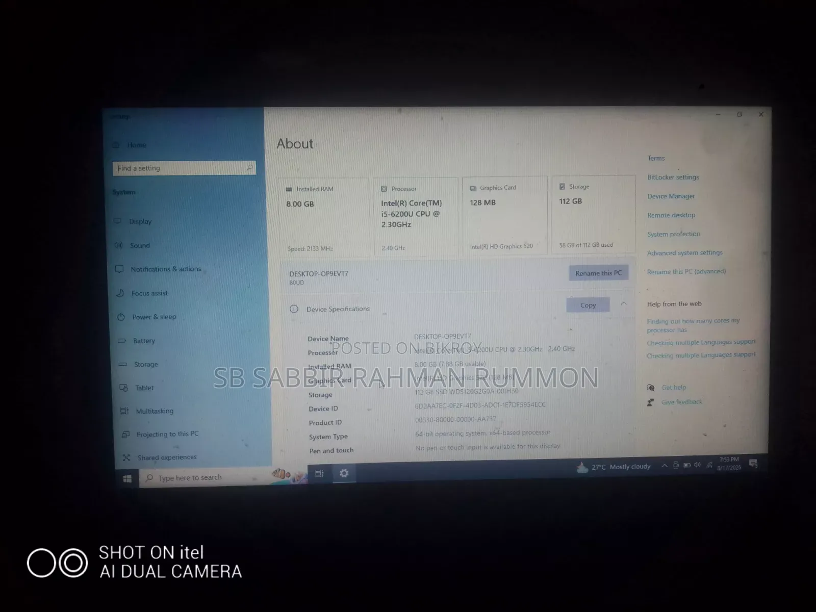 Laptop Lenovo IdeaPad 110 8GB Intel Core i5 SSD 128GB
