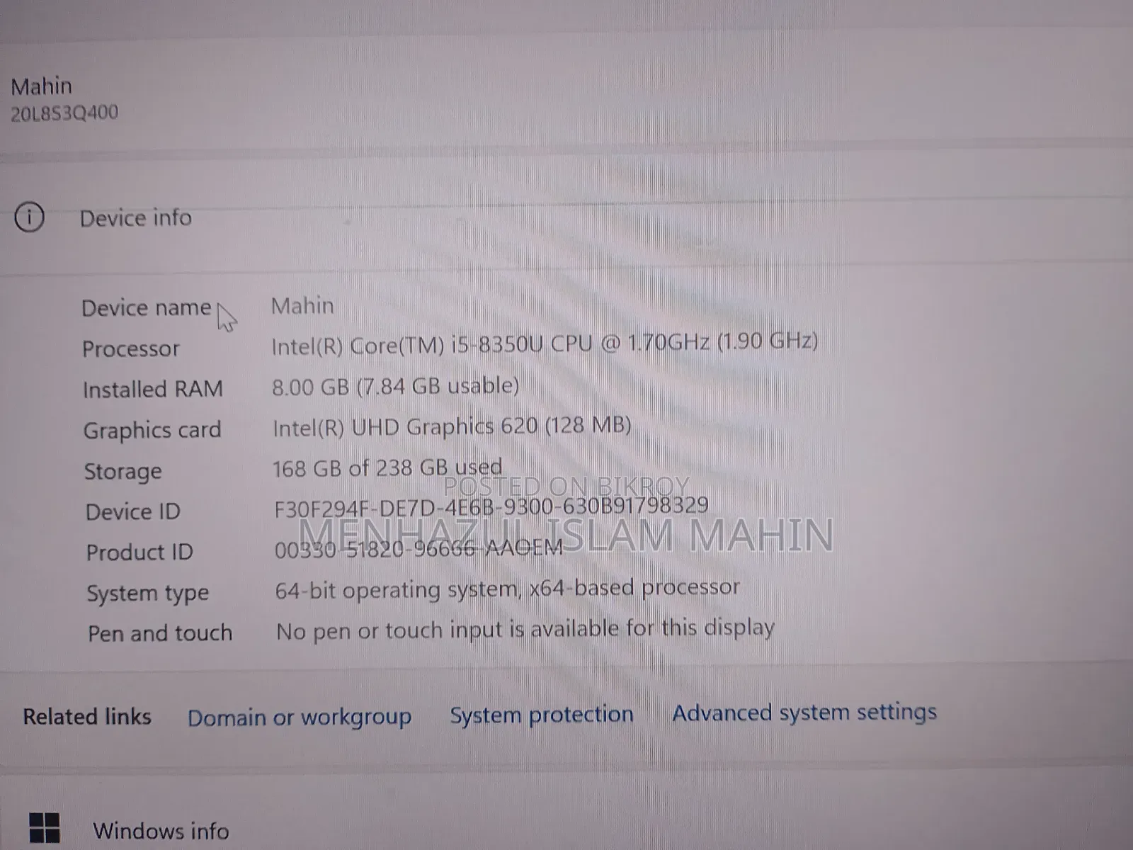 Laptop Lenovo ThinkPad T480s 8GB Intel Core I5 SSD 256GB