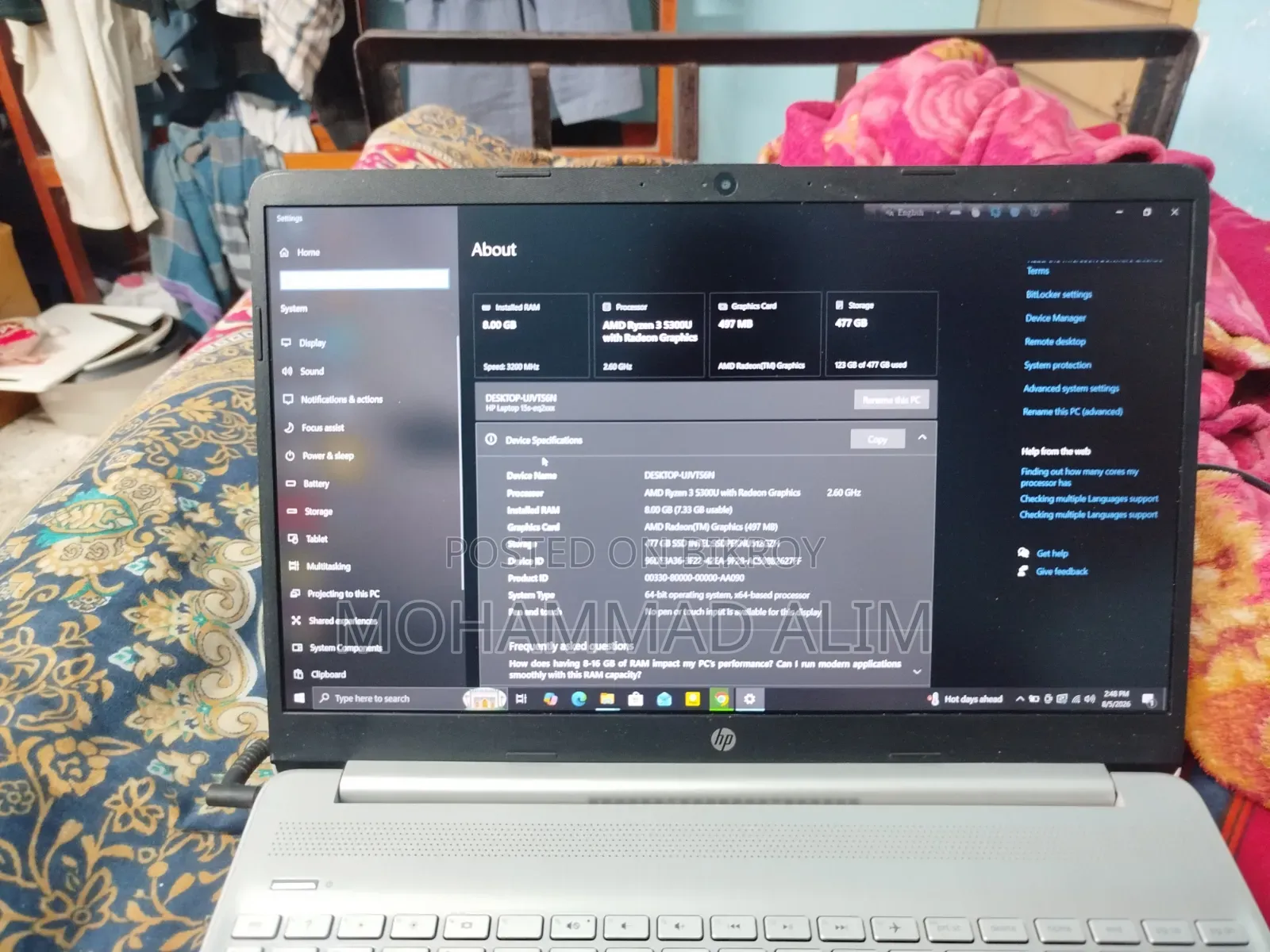 Laptop HP 15s 8gb Amd Ryzen 3 SSD 512gb