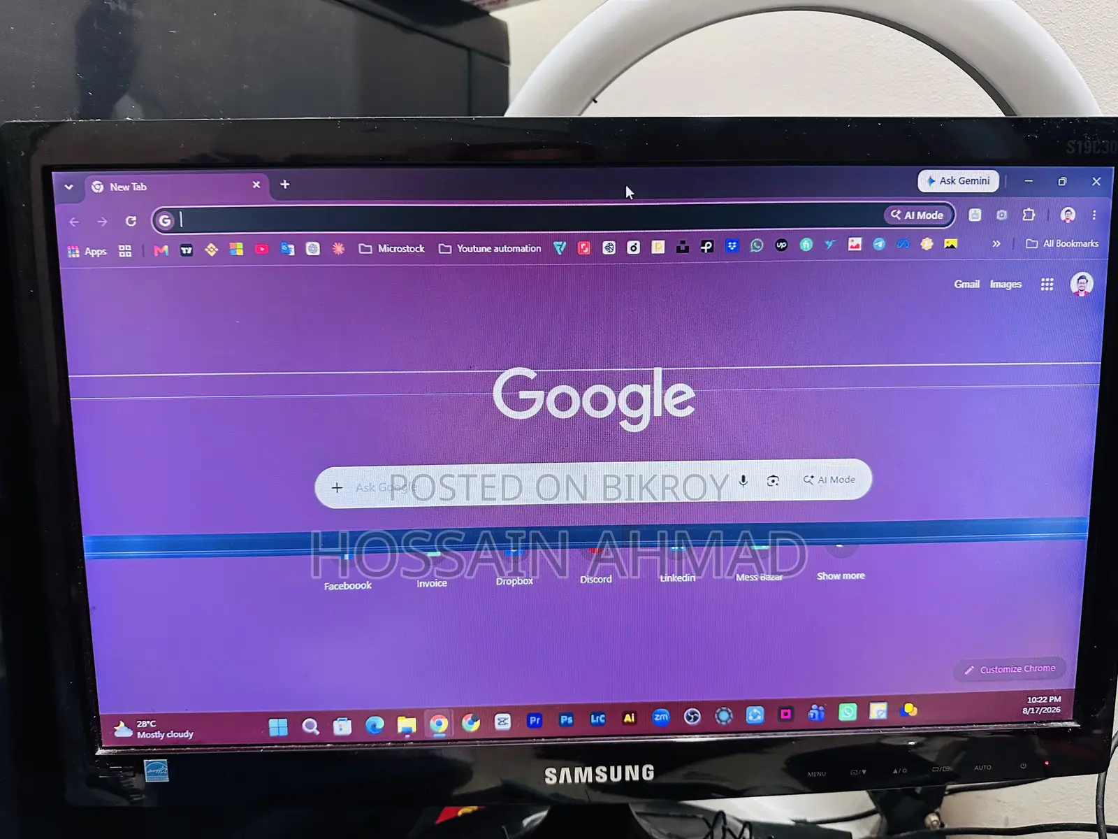 Samsung S19C300 19” LED Monitor — Panel Line Issue