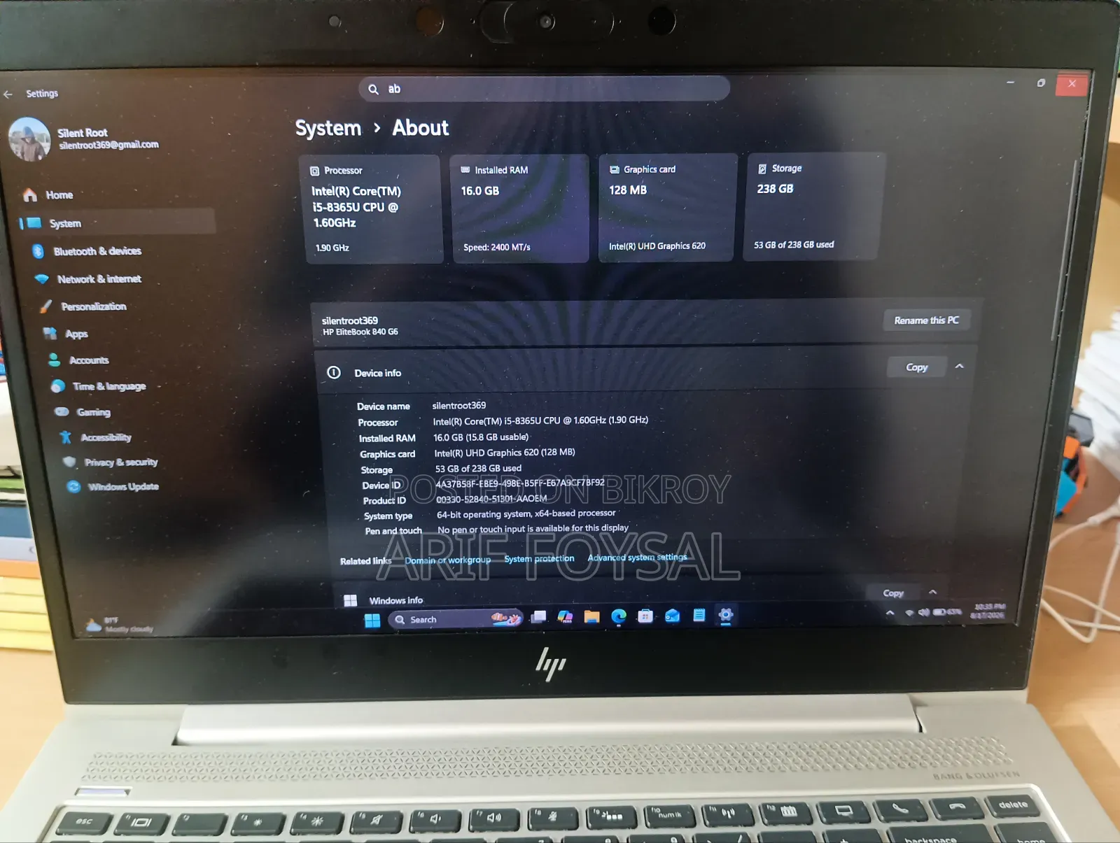Laptop HP EliteBook 840 G6 8GB Intel Core I5 SSD 128GB