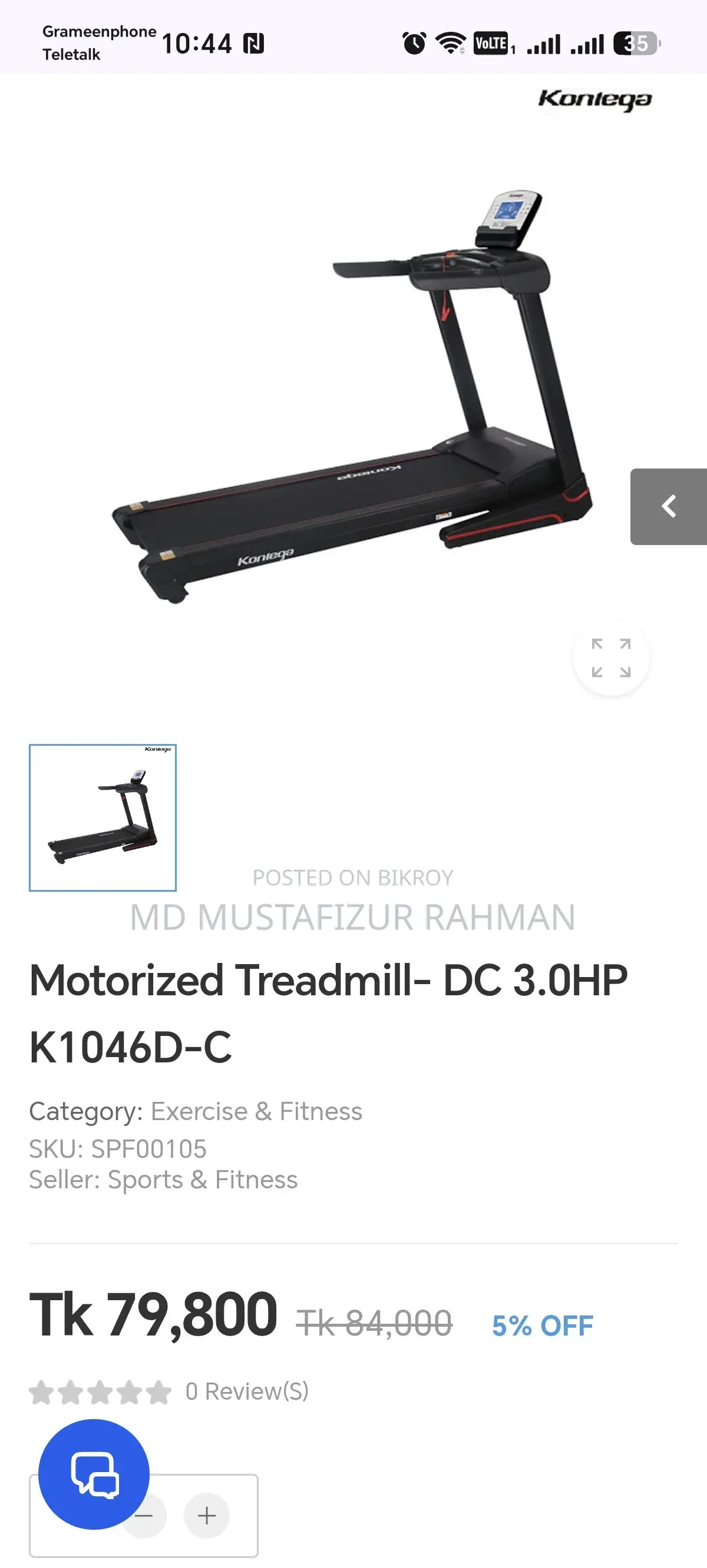 Motorized Treadmill- Dc 3.0hp K1046d-C