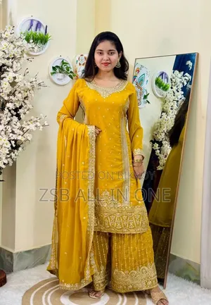 Sequence Embroidery Gharara Three Piece