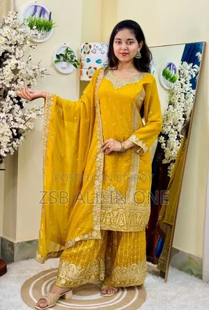 Sequence Embroidery Gharara Three Piece