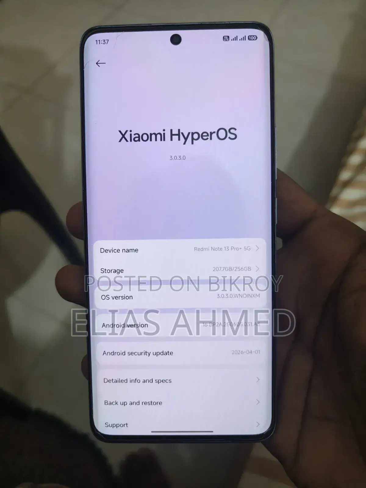 শাওমি রেডমি নোট ১৩ প্রো প্লাস ২৫৬ জিবি হোয়াইট