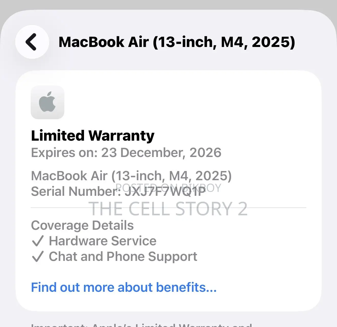 Laptop Apple MacBook Air 2025 M4 16GB Apple M4 SSD 256GB