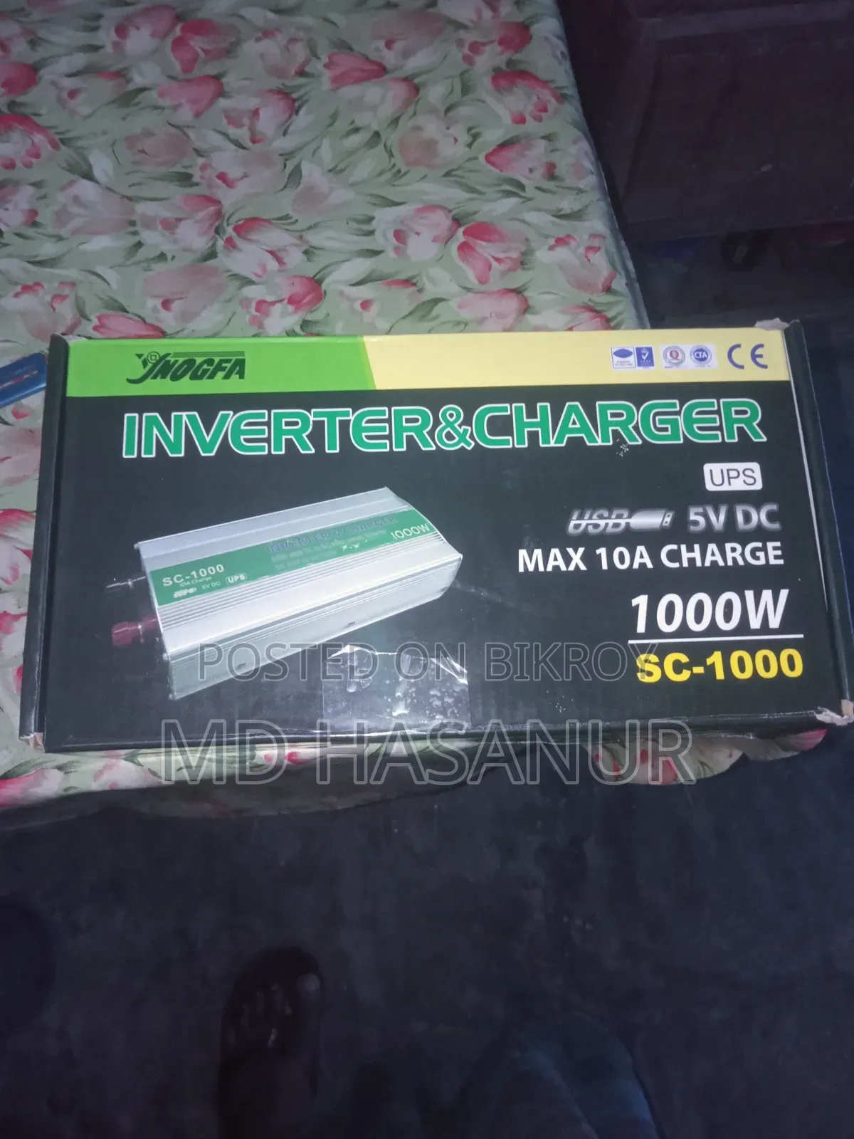Jnogfa Inverter Charger 1000 Watt DC to AC Solar Power Inverter