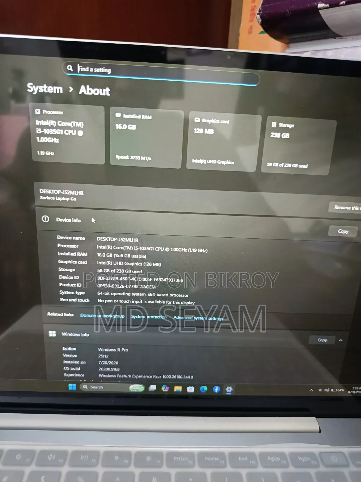Laptop Microsoft Surface Go 16GB Intel Core I5 SSD 256GB