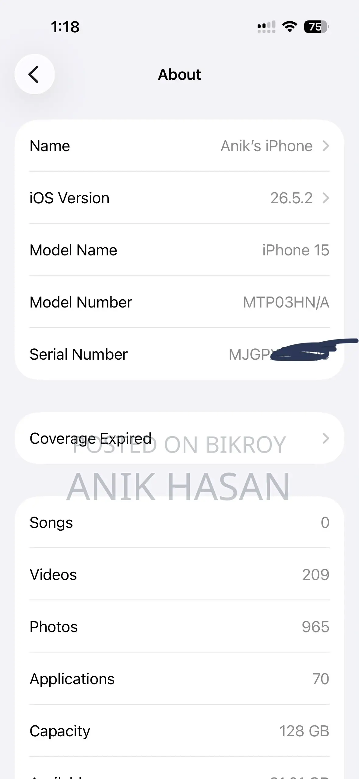 Apple iPhone 15 128 GB Black