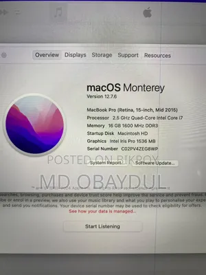 Laptop Apple MacBook Pro 2015 16GB Intel Core i7 SSD 500GB