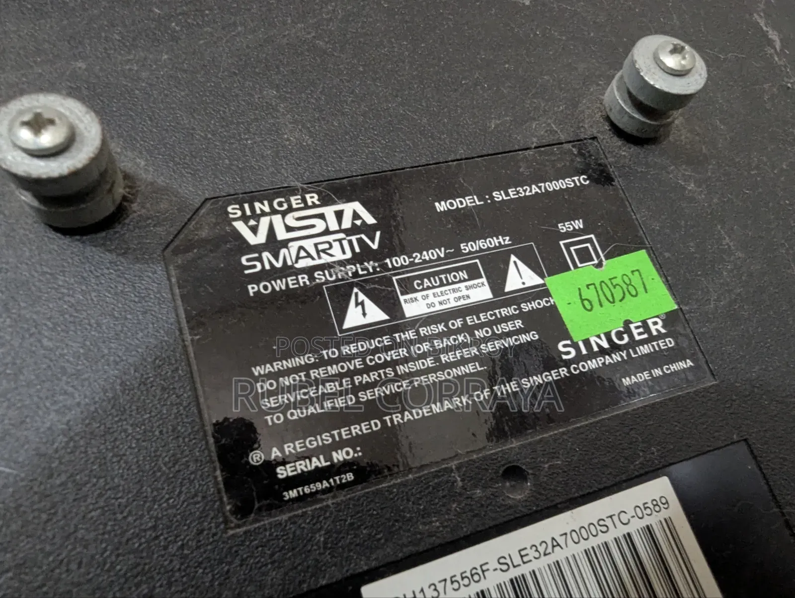 Singer 32" TV (Model: Sle32a7000stc)