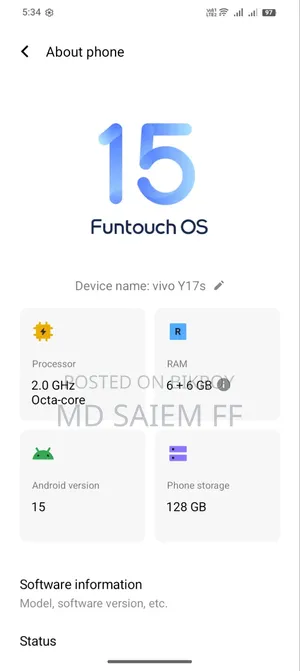 Vivo Y17s 128 GB Black