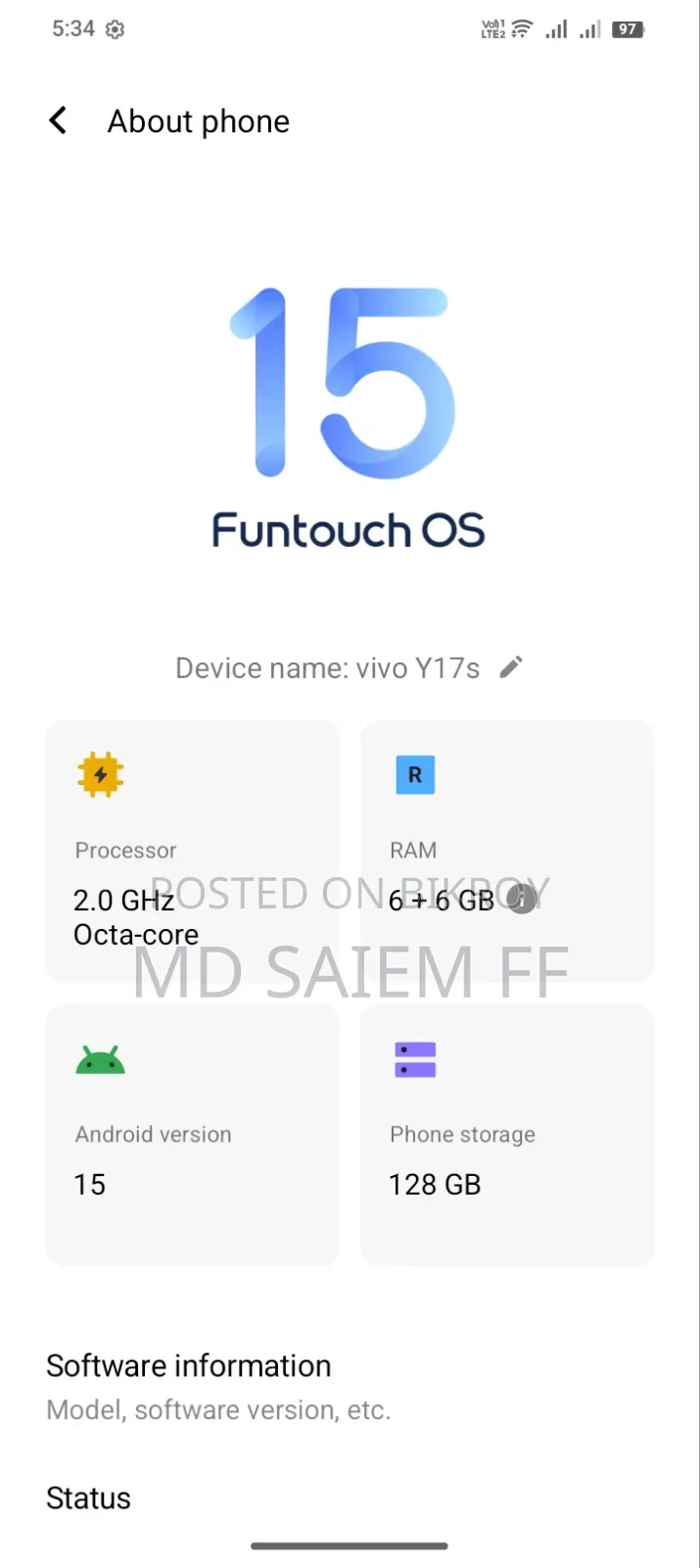 Vivo Y17s 128 GB Black