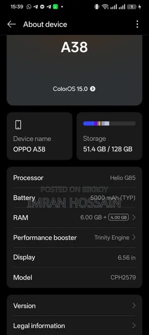 Oppo A38 128 GB Gray