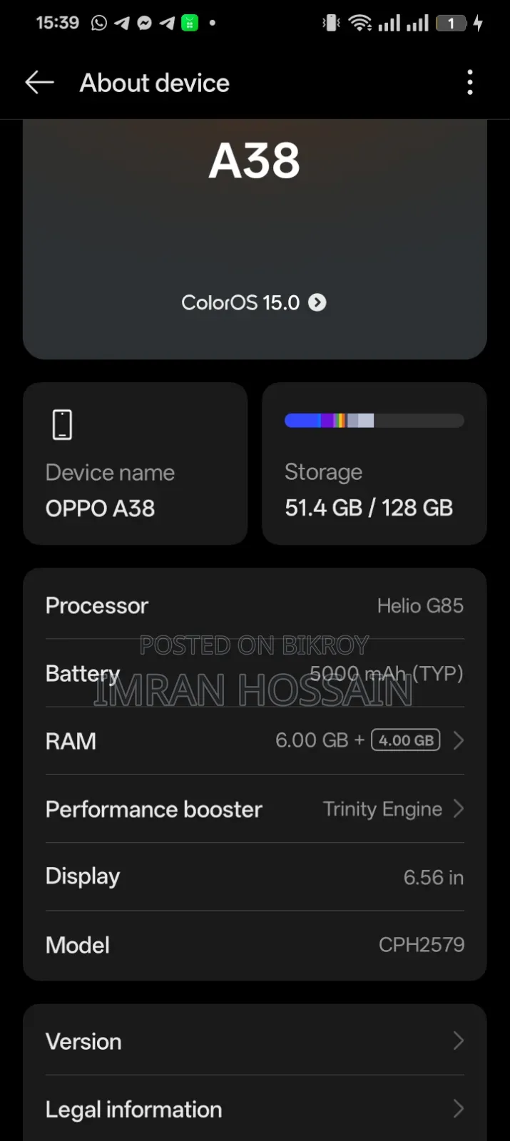 Oppo A38 128 GB Gray