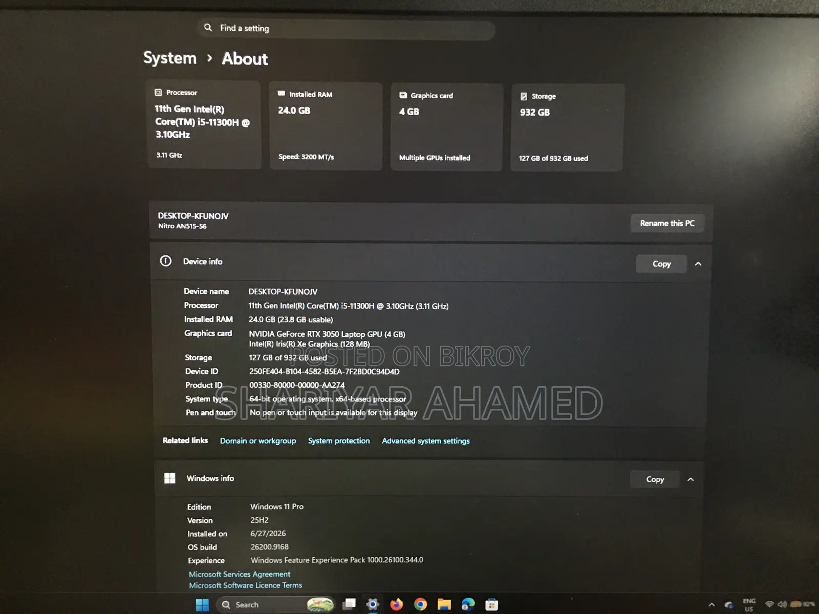 Laptop Acer Nitro 5 24GB Intel Core I5 SSD 1T
