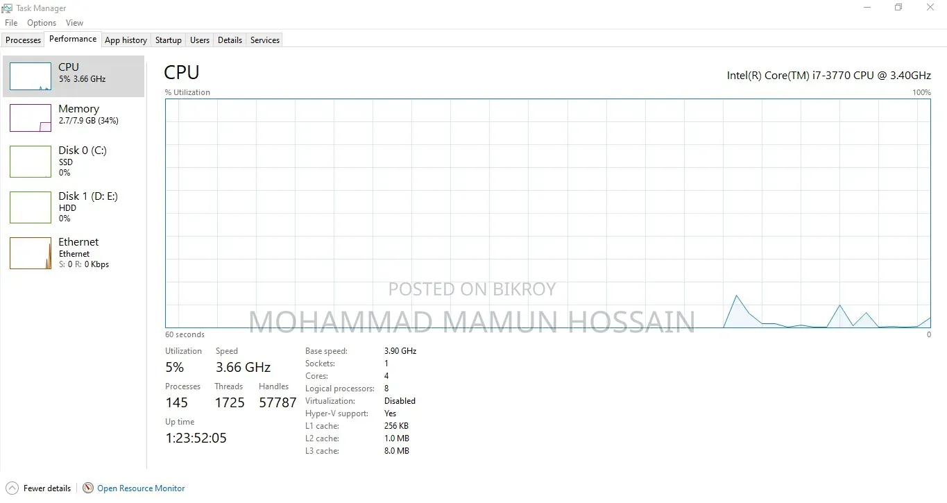 Desktop Computer 8GB Intel SSD 1TB