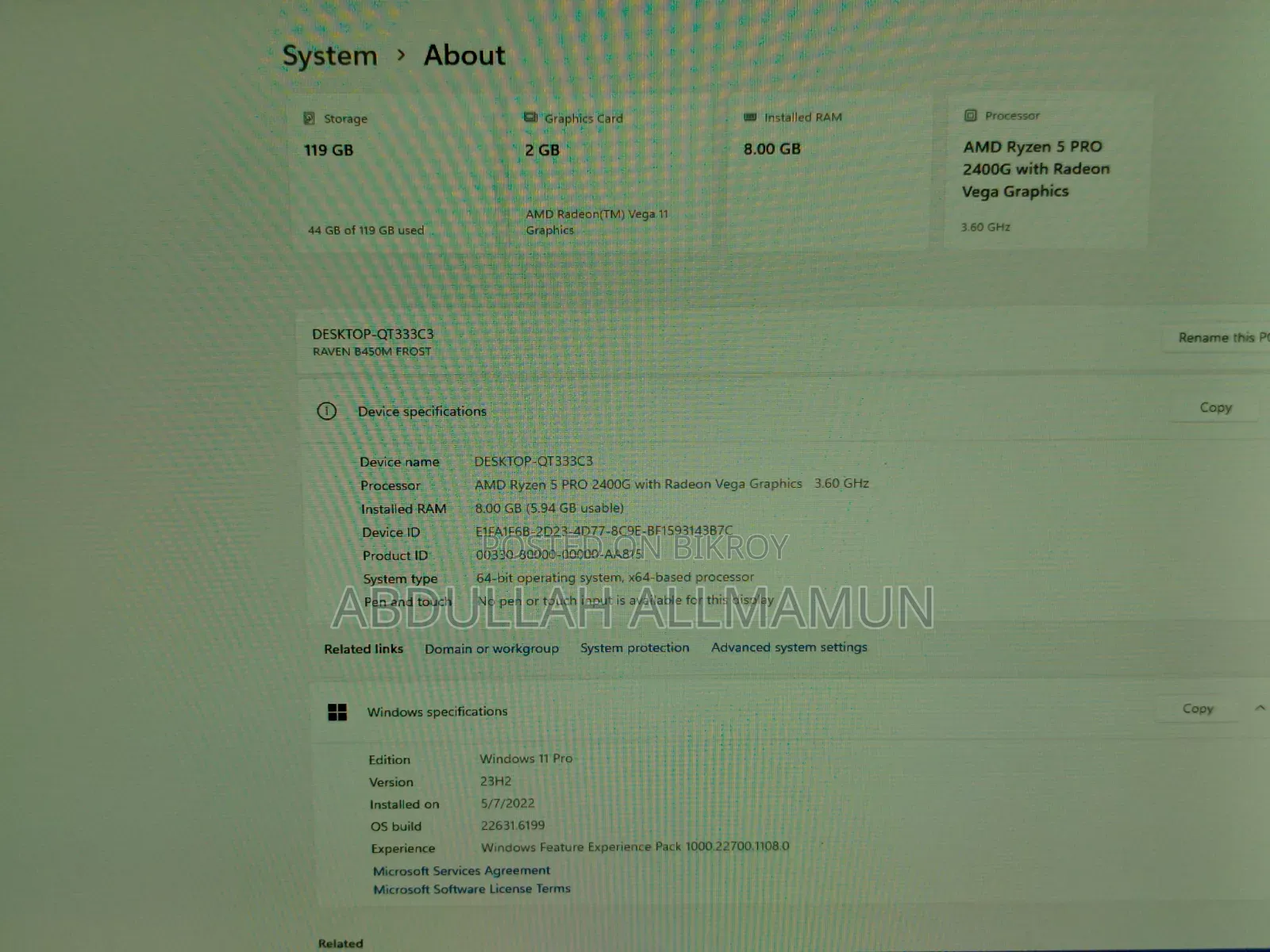Desktop Computer 8GB AMD Ryzen 5 SSD 128GB