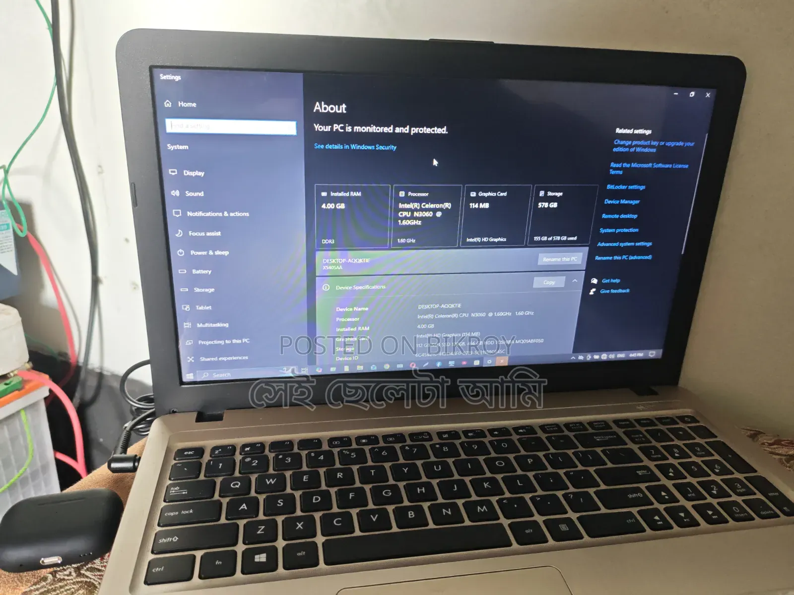Laptop ASUS VivoBook X540SA 4GB Intel Core I3 HDD 500GB