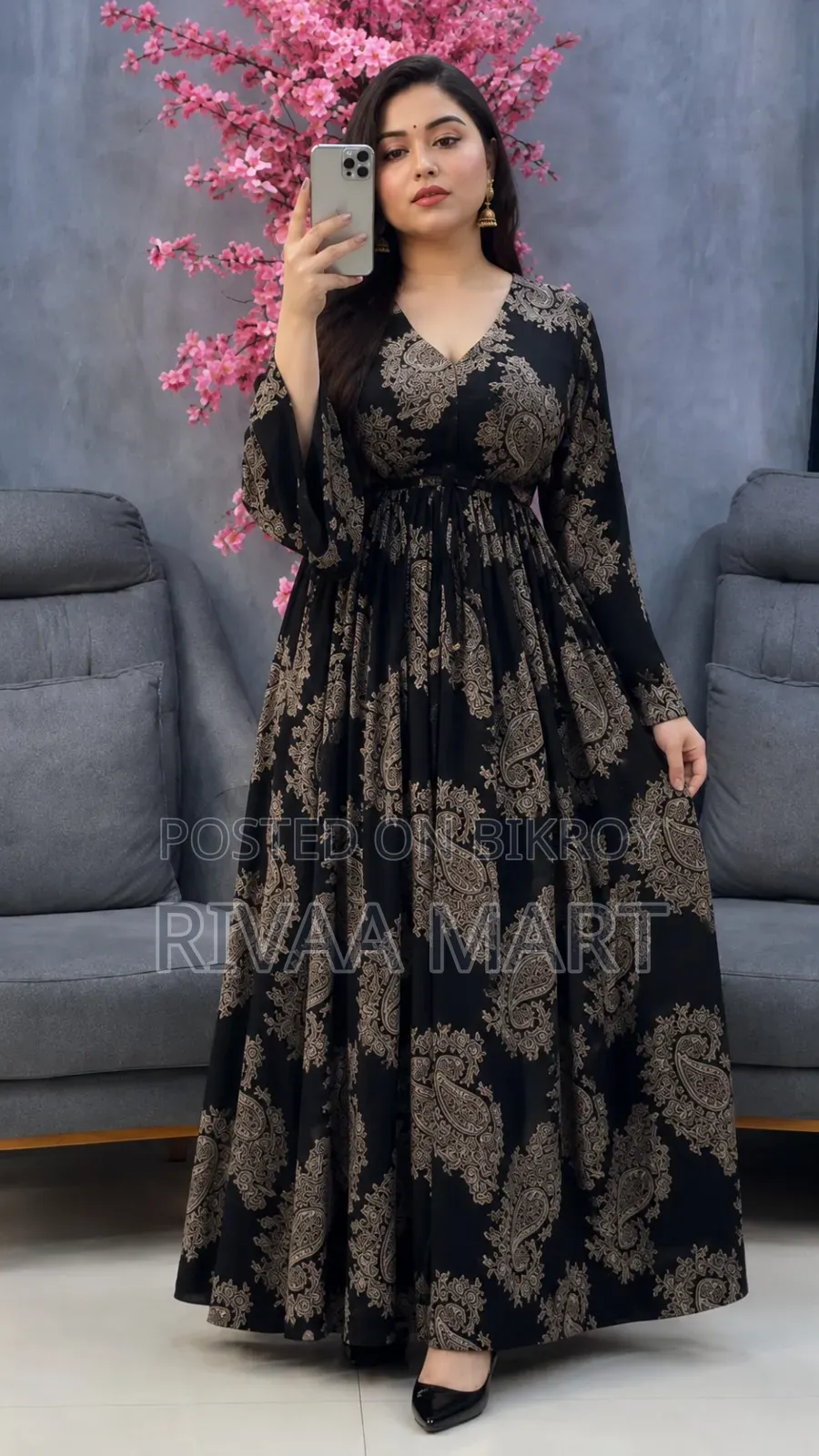 Swarnalata Printed Black Burqa