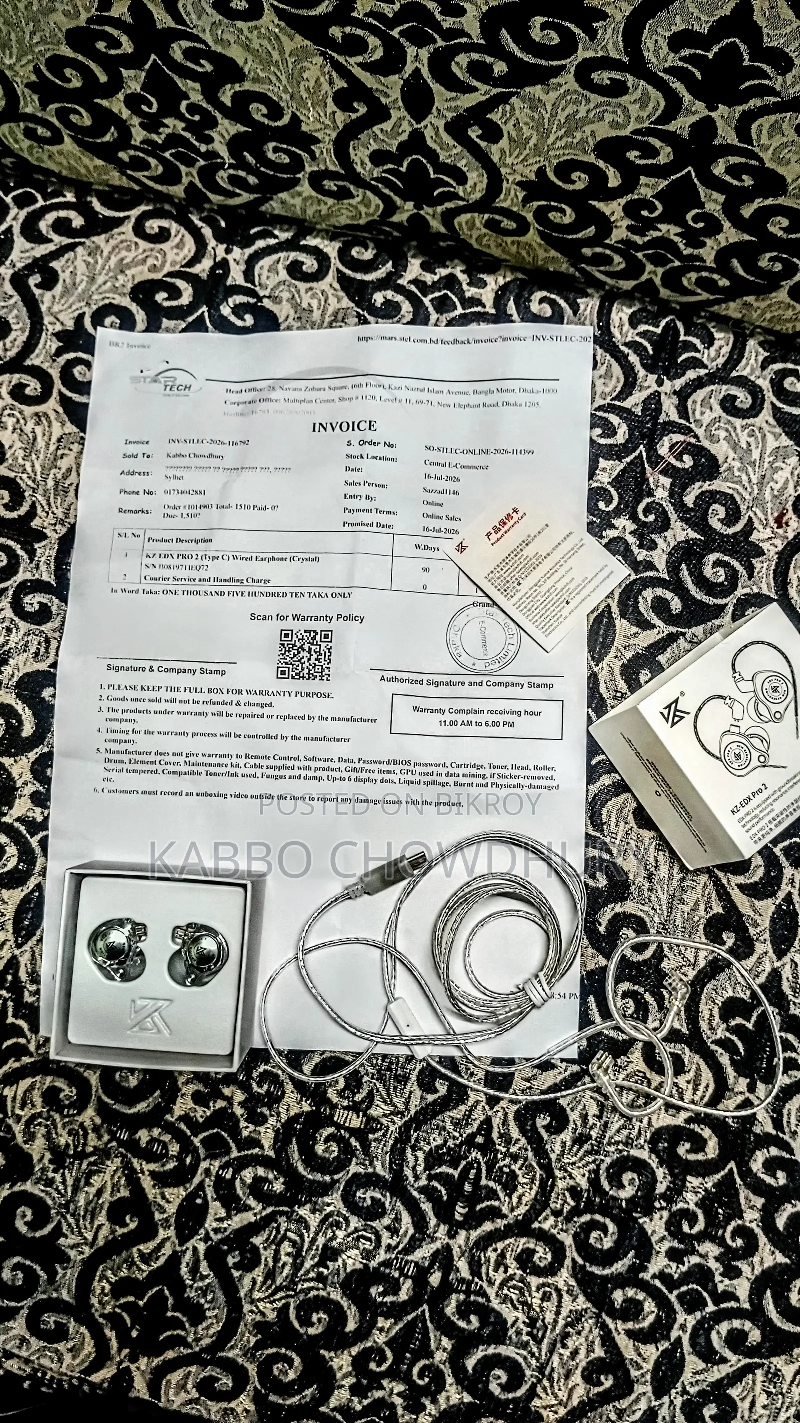 Kz Edx Pro 2 [Premium Crystal Colour] With Type-C Cable. Sell Post.