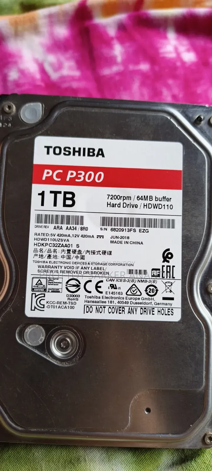 Toshiba 1TB Hard Drive. Used for One Year