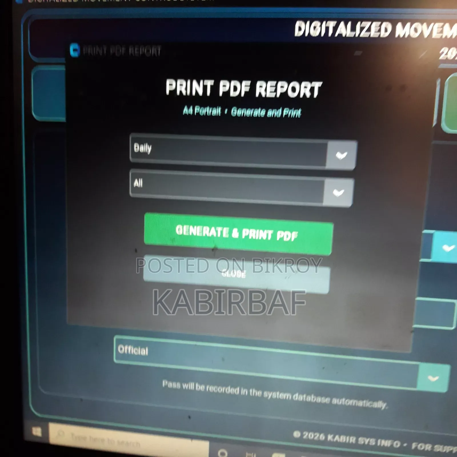 Digital Movement Control System Record