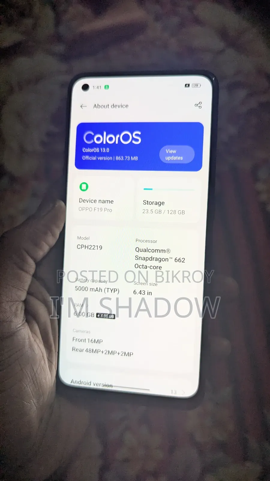 Oppo F19S 128 GB Blue