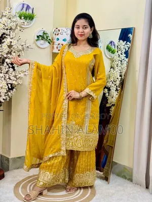 সিকোয়েন্স এমব্রয়ডারি গারারা থ্রি পিস