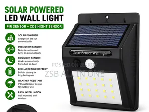 Solar Powered LED Wall Light With PIR Motion Light Sensor