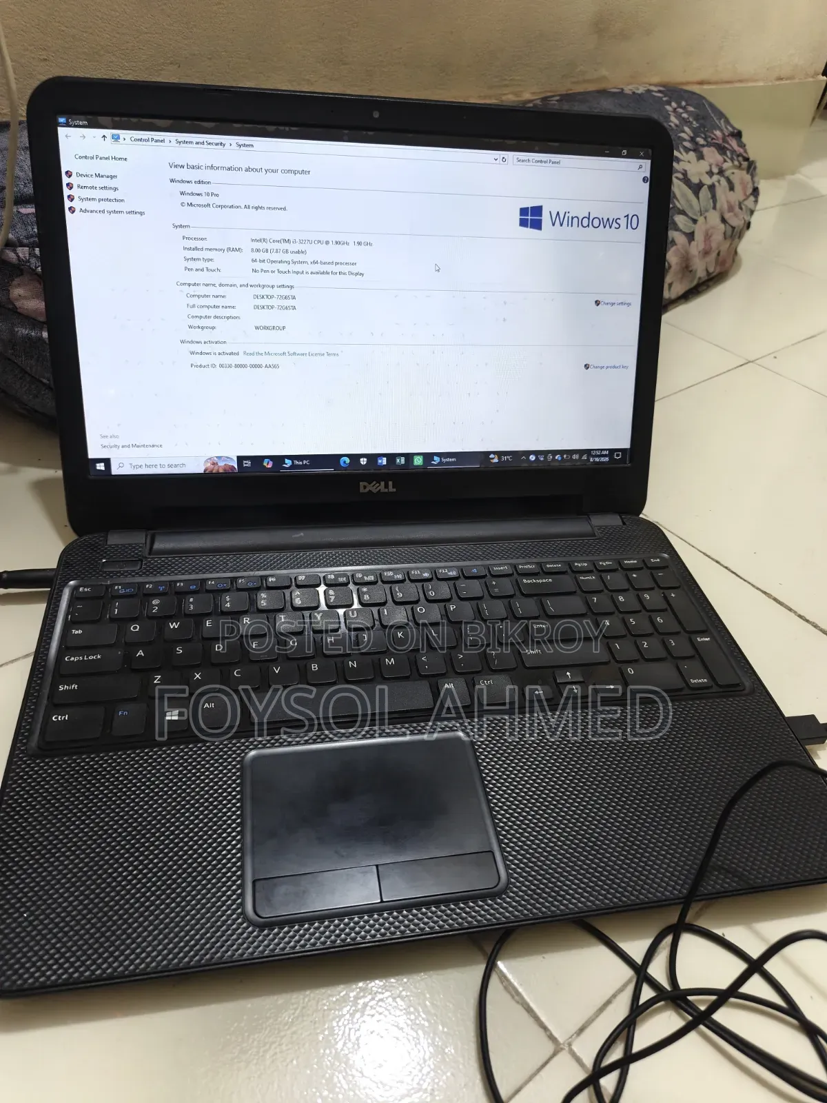 Laptop Dell Inspiron 15 3521 8GB Intel Core 3 SSD 128GB