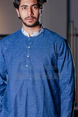Premium Quality Mid Blue Color Semi Long Panjabi