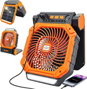 Portable Solar & Battery Powered Fan, 4-IN-1 Camping Fan