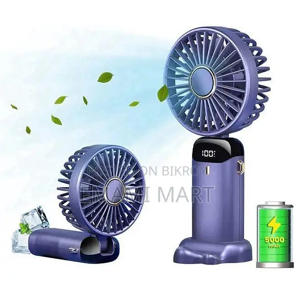 Portable Personal Fan – 5000mAh Rechargeable Battery, 5 Speed Settings