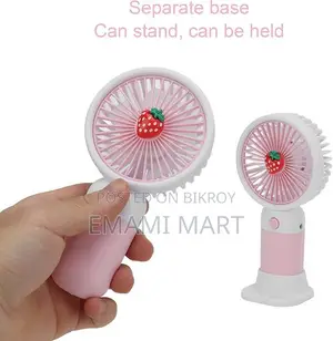 Summer Mini Fan Mini Handheld Fan, USB Rechargeable Cartoon Strawberry