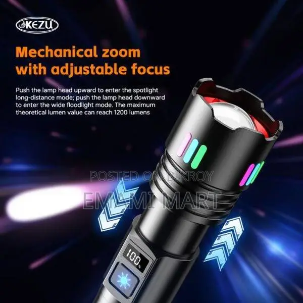 Kezu Flashlight W511A High Power Torch Light Rechargeable Flashlight