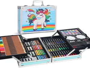 145pcs, Art Supplies Set, Drawing Supplies with Portable Aluminum Case