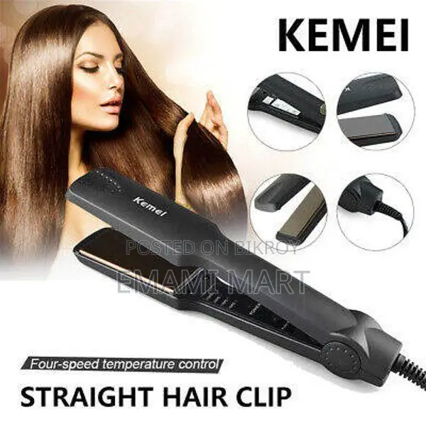 Kemei Km-329 Professional Electronic Hair Straightener (Black) - Hair 