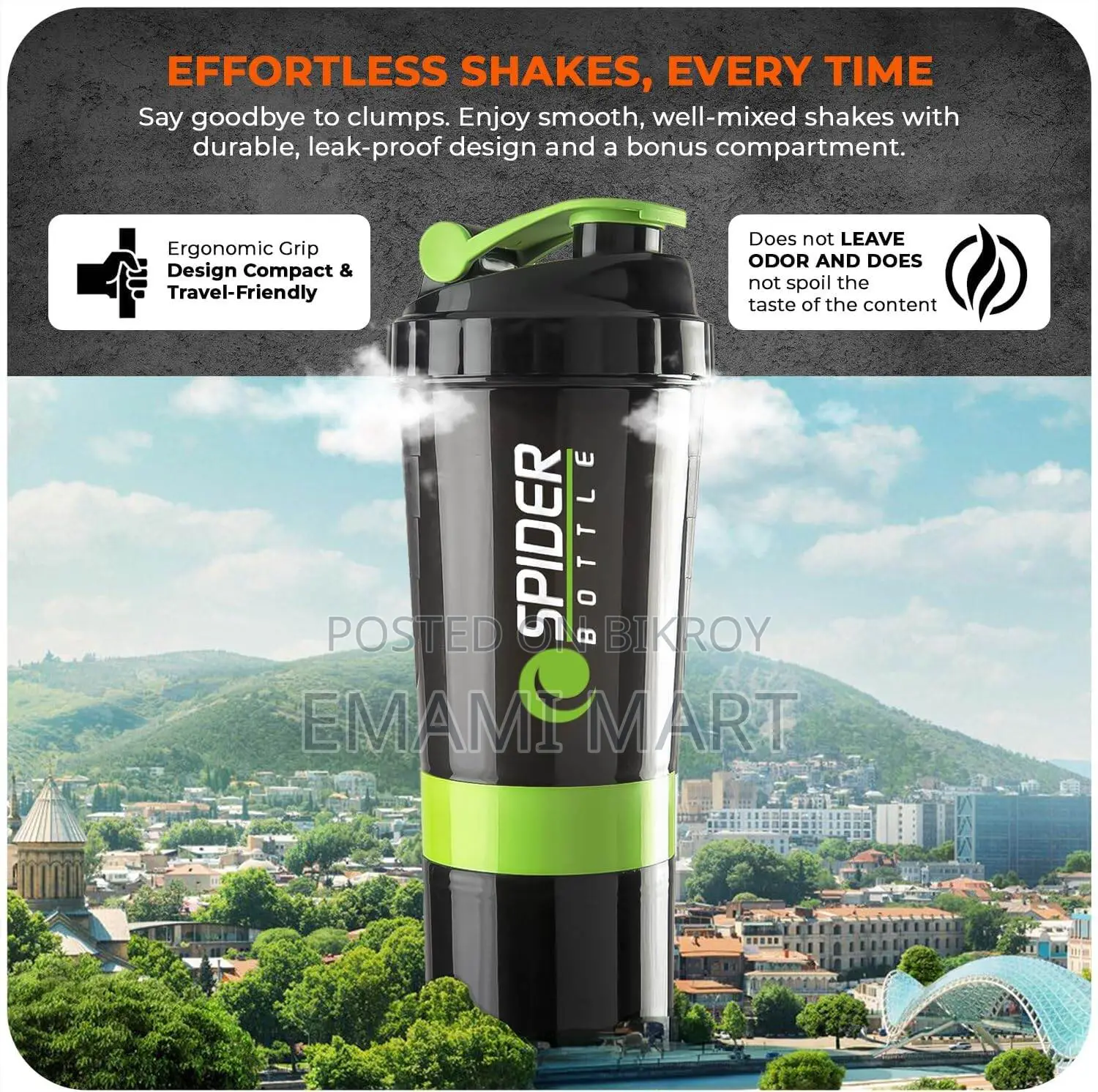 Protein Shaker Bottle 500ml With Extra Compartment - Gym Shaker Bottle