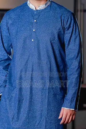 Premium Quality Mid Blue Color Semi Long Panjabi