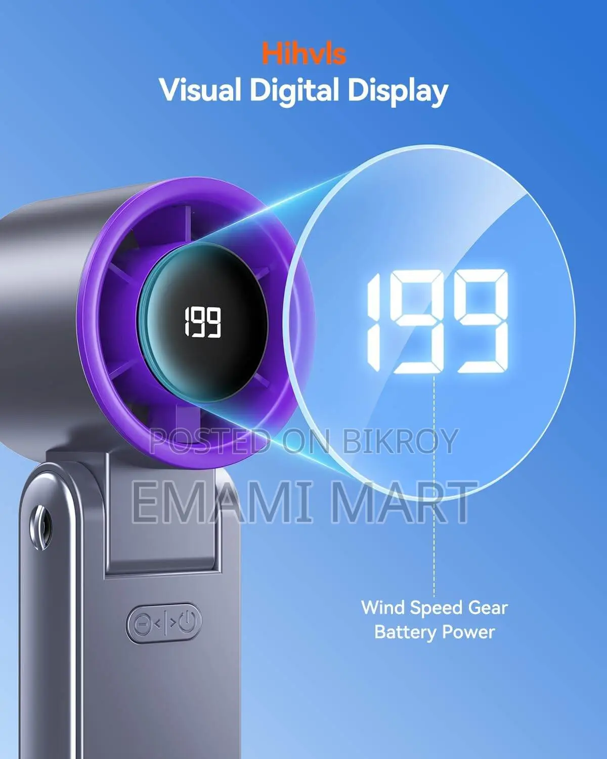 Portable Handheld Turbo Fan, 100 Speed Settings, 24-Hour Cooling Time